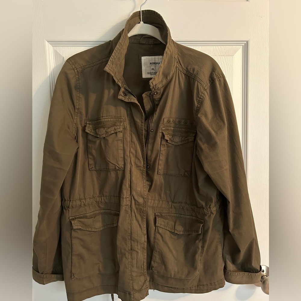 Sonoma army green petite large, cargo jacket.